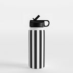 Black and white vertical stripes Classic cabana Stripe Water Bottle Gallery Image 1