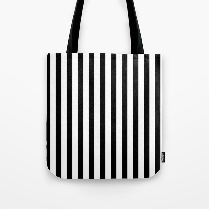 Black and white vertical stripes Classic cabana Stripe Tote Bag Gallery Image 1