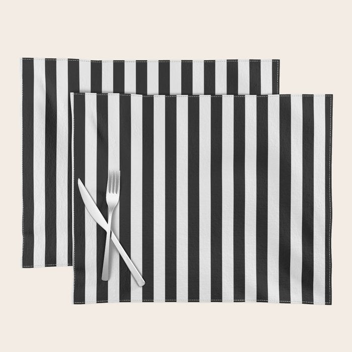 Black and white vertical stripes Classic cabana Stripe Placemat Gallery Image 1