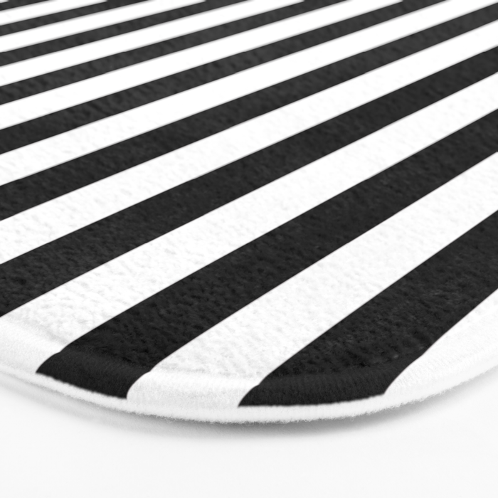 Black and white vertical stripes Classic cabana Stripe Bath Mat Gallery Image 3