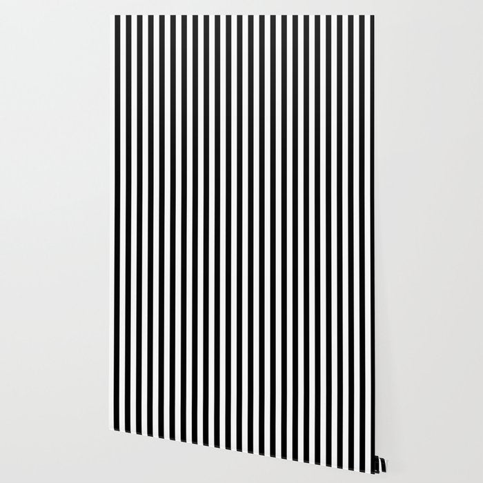 Black and white vertical stripes Classic cabana Stripe Wallpaper Gallery Image 2