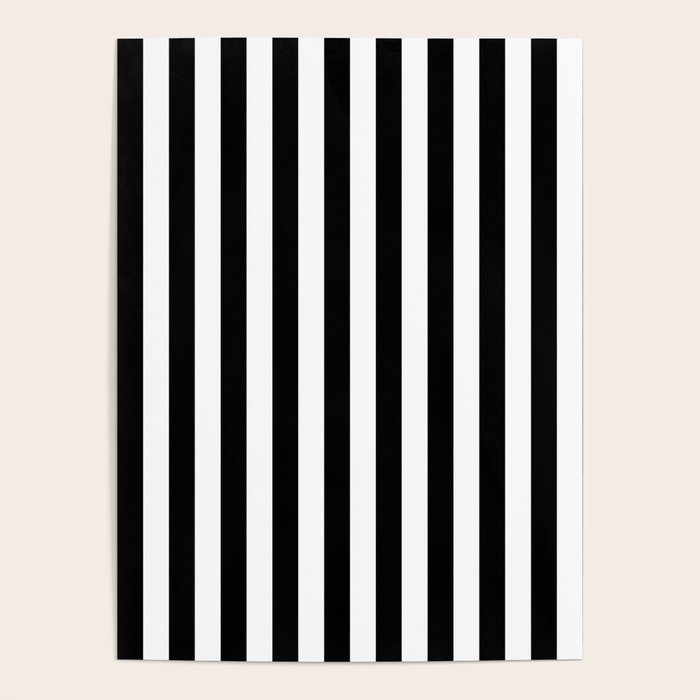 Black and white vertical stripes Classic cabana Stripe Poster Gallery Image 1