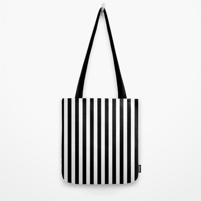 Black and white vertical stripes Classic cabana Stripe Tote Bag Gallery Image 2