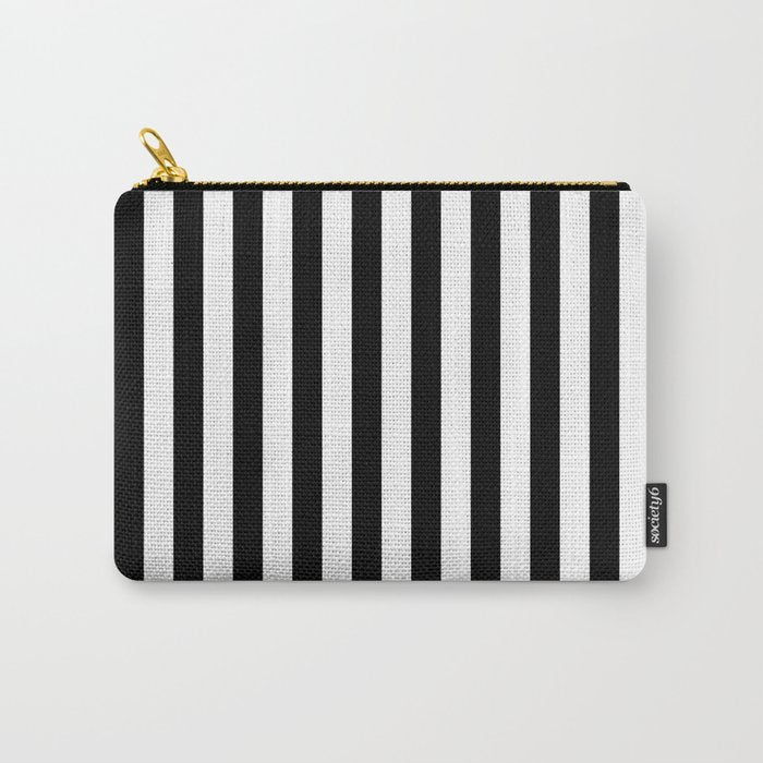 Black and white vertical stripes Classic cabana Stripe Carry All Pouch Gallery Image 1