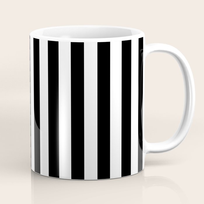 Black and white vertical stripes Classic cabana Stripe Coffee Mug Gallery Image 1