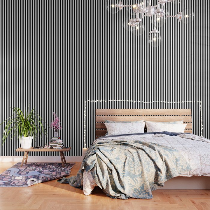 Black and white vertical stripes Classic cabana Stripe Wallpaper Gallery Image 3