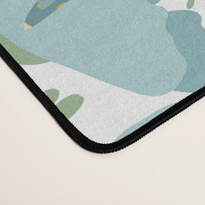 Harleigh Floral Art, Teal and White Desk Mat Gallery Image 4