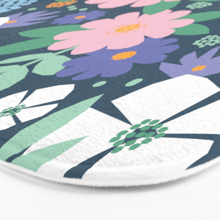Pink and violet florals Bath Mat Gallery Image 3