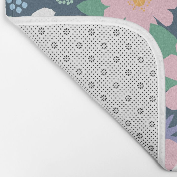 Pink and violet florals Bath Mat Gallery Image 2