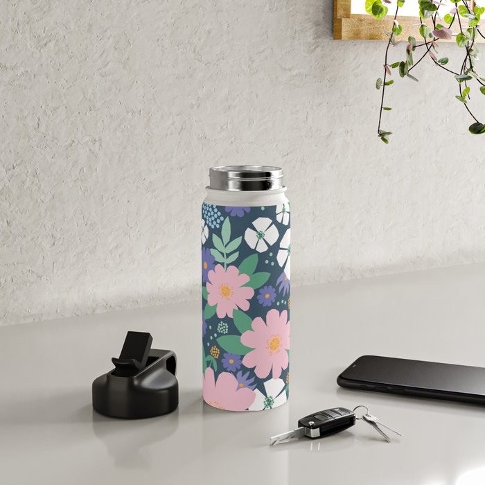 Pink and violet florals Water Bottle Gallery Image 4