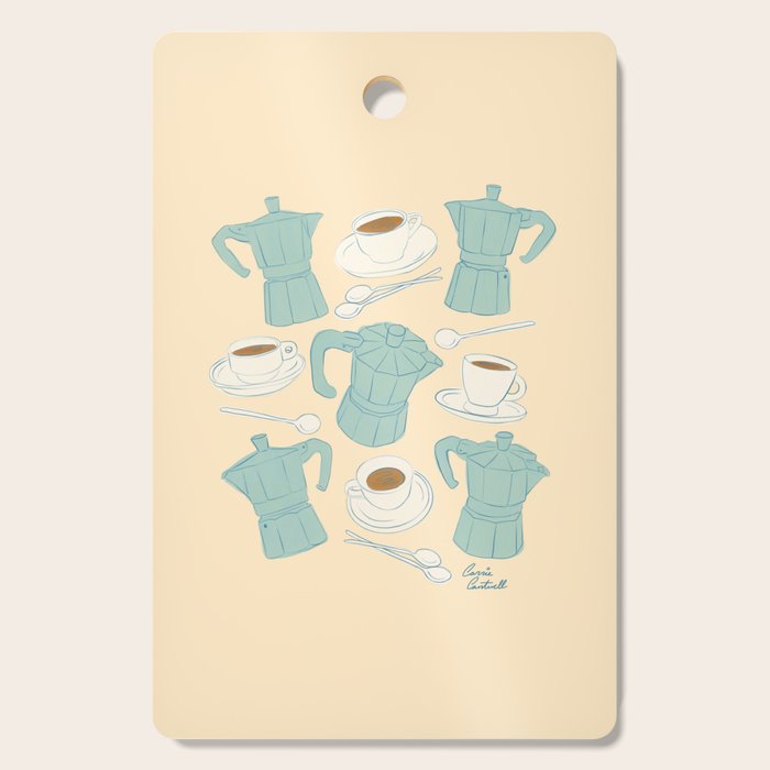 Moka Pots and Espresso Cups Cutting Board Gallery Image 1