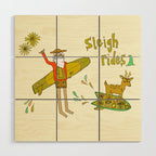 sleigh rides // surfing santa // retro surf art by surfy birdy Wood Wall Art Gallery Image 1