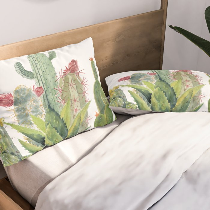 Cactus Watercolor Pillow Sham Gallery Image 2
