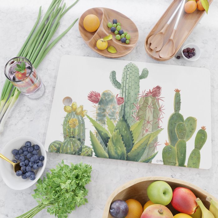 Cactus Watercolor Cutting Board Gallery Image 2