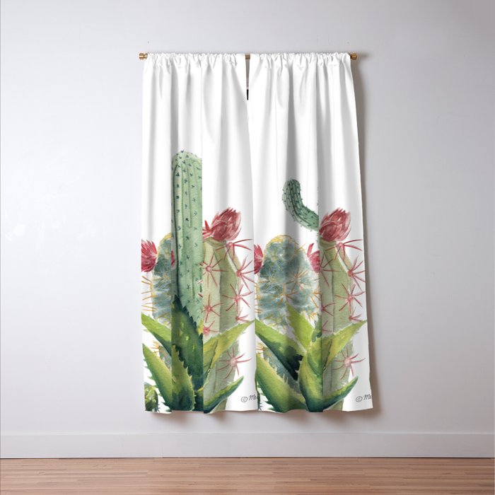 Cactus Watercolor Window Curtain Gallery Image 3