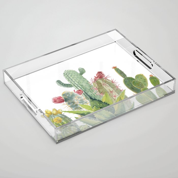 Cactus Watercolor Acrylic Tray Gallery Image 1