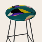 abstract whimsical flower on teal Stool Gallery Image 2