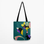 abstract whimsical flower on teal Tote Bag Gallery Image 2
