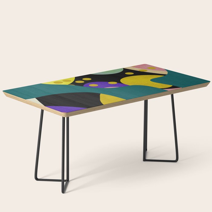 abstract whimsical flower on teal Coffee Table Gallery Image 1