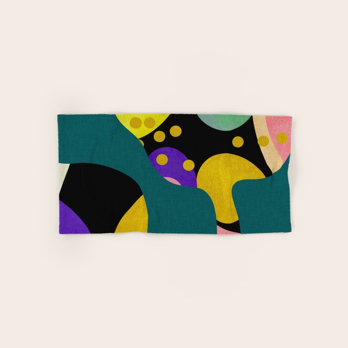 abstract whimsical flower on teal Bath Towel Gallery Image 1
