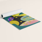 abstract whimsical flower on teal Yoga Mat Gallery Image 2