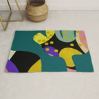 abstract whimsical flower on teal Rug Gallery Image 1