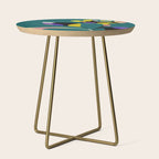 abstract whimsical flower on teal Side Table Gallery Image 1