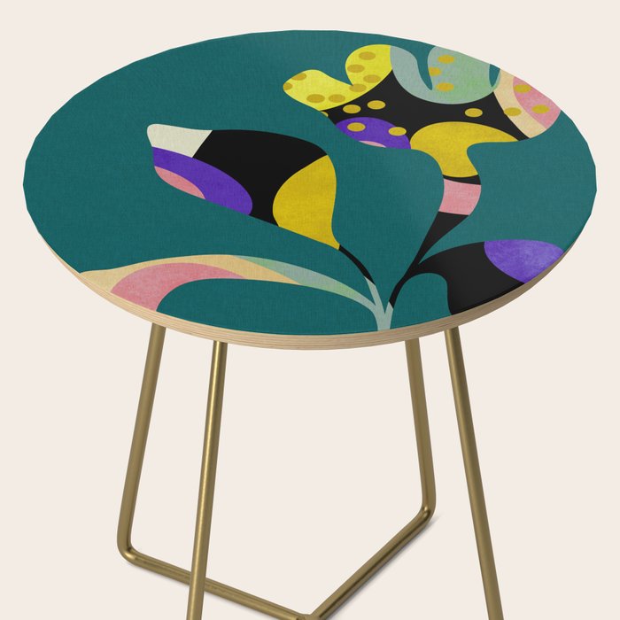 abstract whimsical flower on teal Side Table Gallery Image 2
