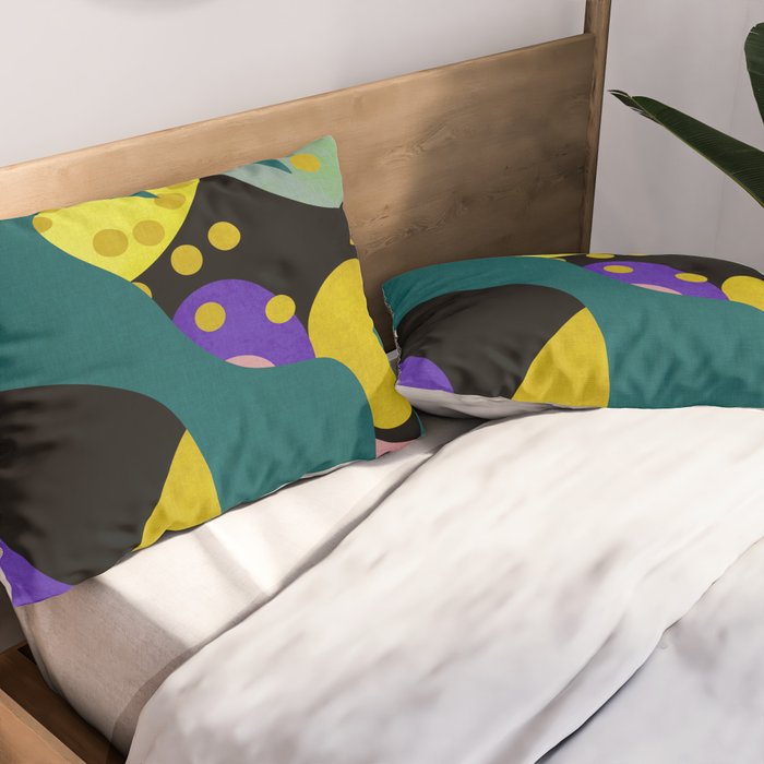 abstract whimsical flower on teal Pillow Sham Gallery Image 2