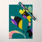 abstract whimsical flower on teal Wrapping Paper Gallery Image 1