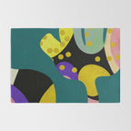 abstract whimsical flower on teal Rug Gallery Image 2