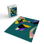 abstract whimsical flower on teal Jigsaw Puzzle Gallery Image 2