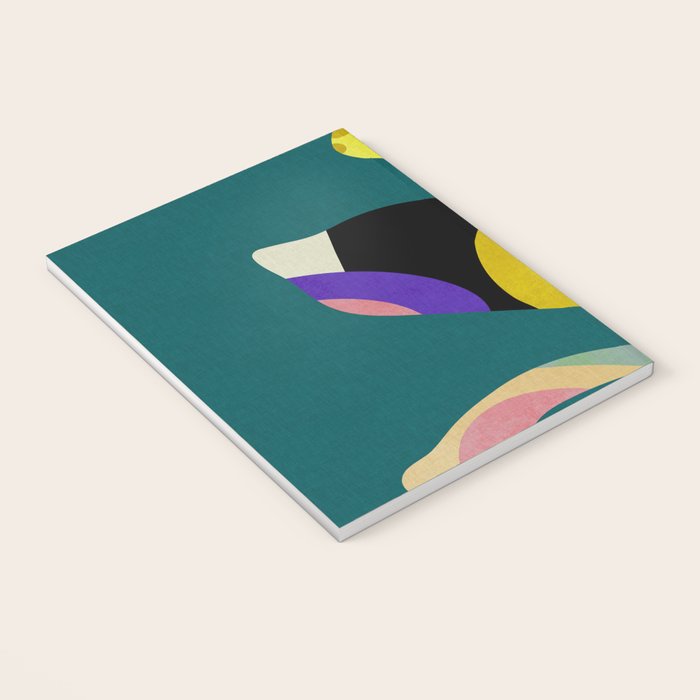 abstract whimsical flower on teal Notebook Gallery Image 3