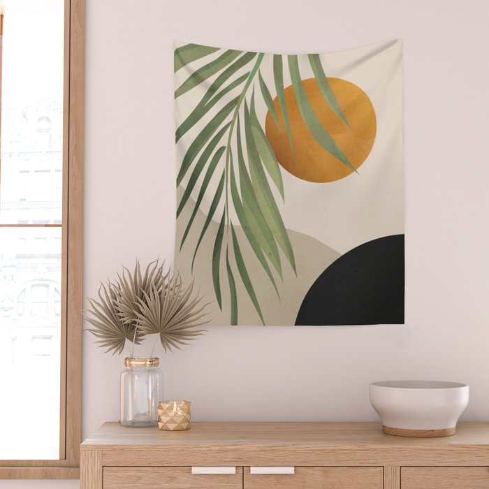 Abstract Art Tropical Leaves 47 Wall Tapestry Gallery Image 2