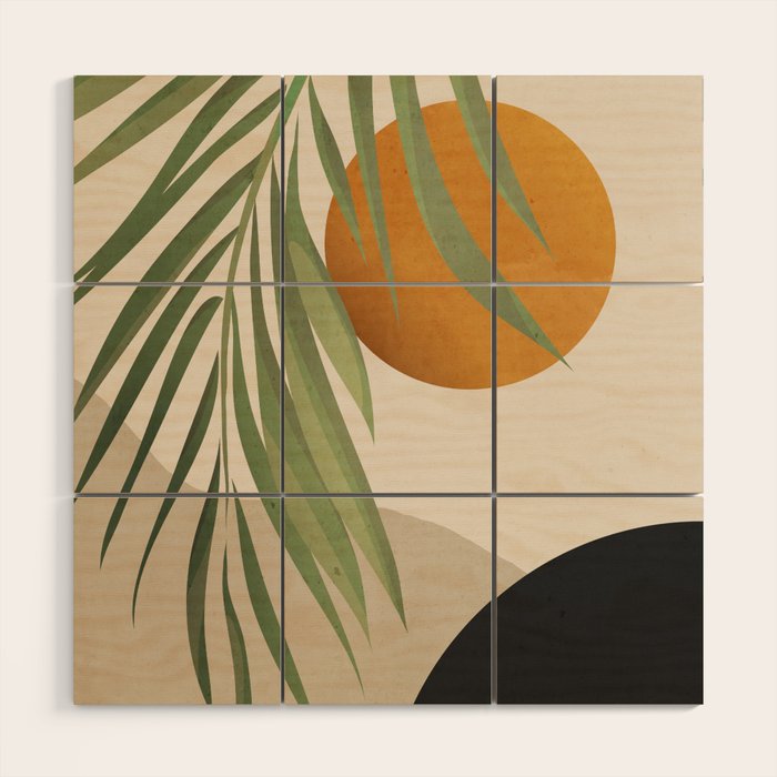 Abstract Art Tropical Leaves 47 Wood Wall Art Gallery Image 1