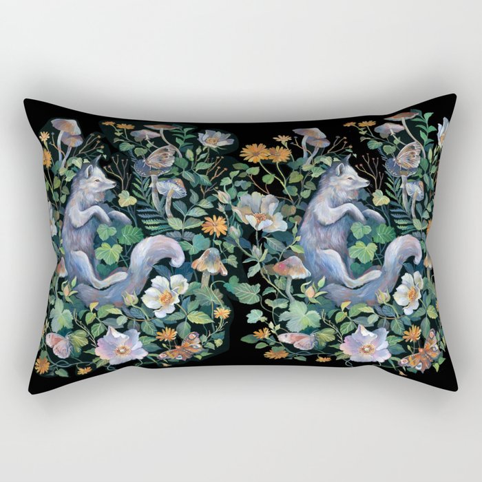 White Fox Garden Rectangular Pillow Gallery Image 1