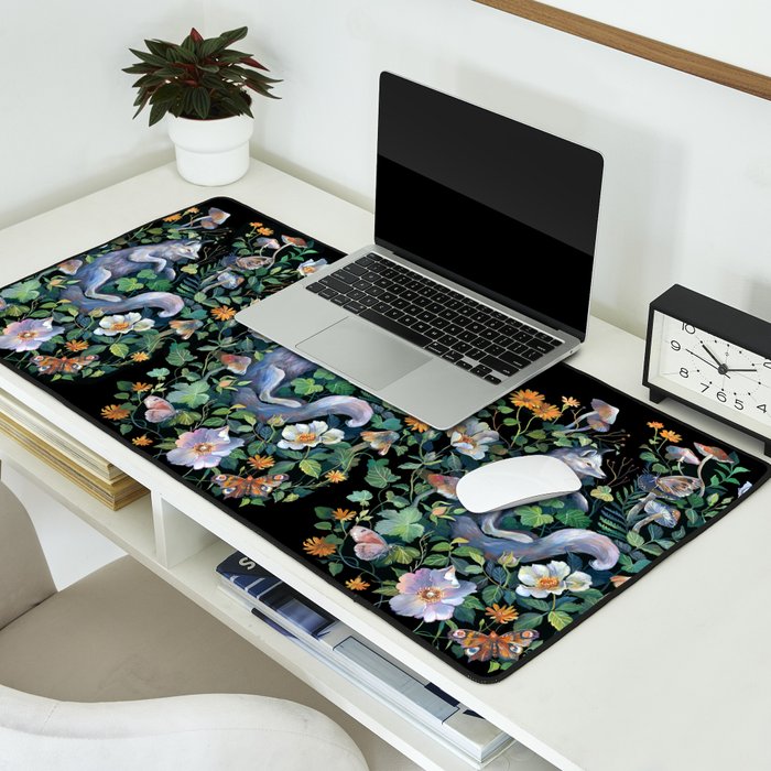 White Fox Garden Desk Mat Gallery Image 2
