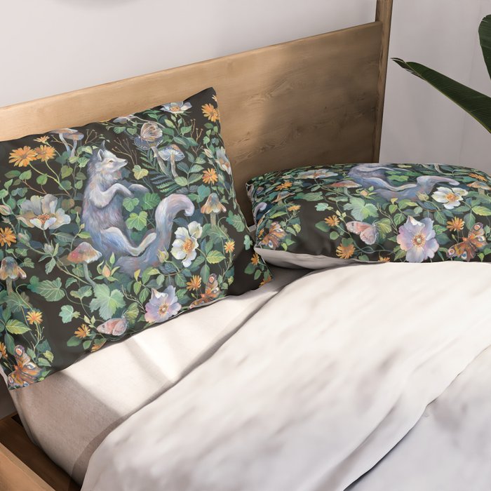 White Fox Garden Pillow Sham Gallery Image 2
