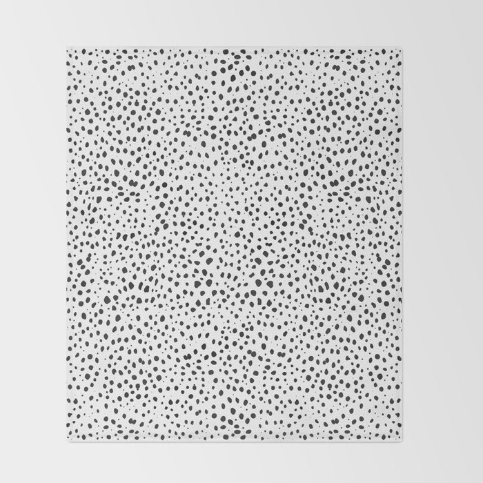 Dalmatian Spots - Black and White Polka Dots Throw Blanket Gallery Image 2