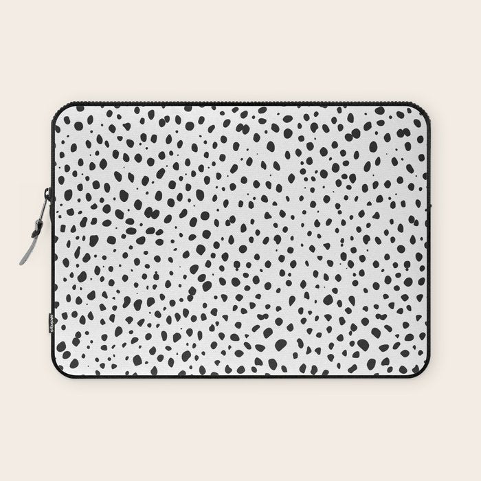 Dalmatian Spots - Black and White Polka Dots Laptop Sleeve Gallery Image 1