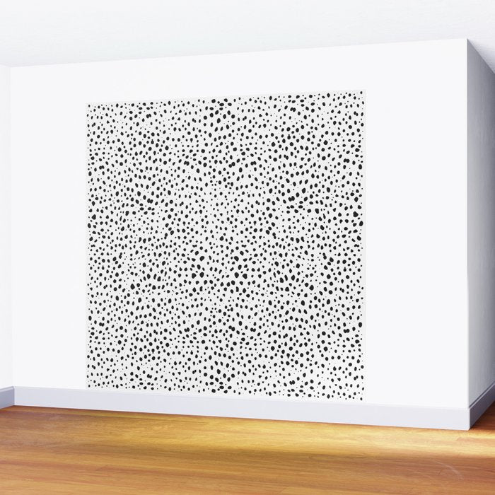 Dalmatian Spots - Black and White Polka Dots Wall Mural Gallery Image 2