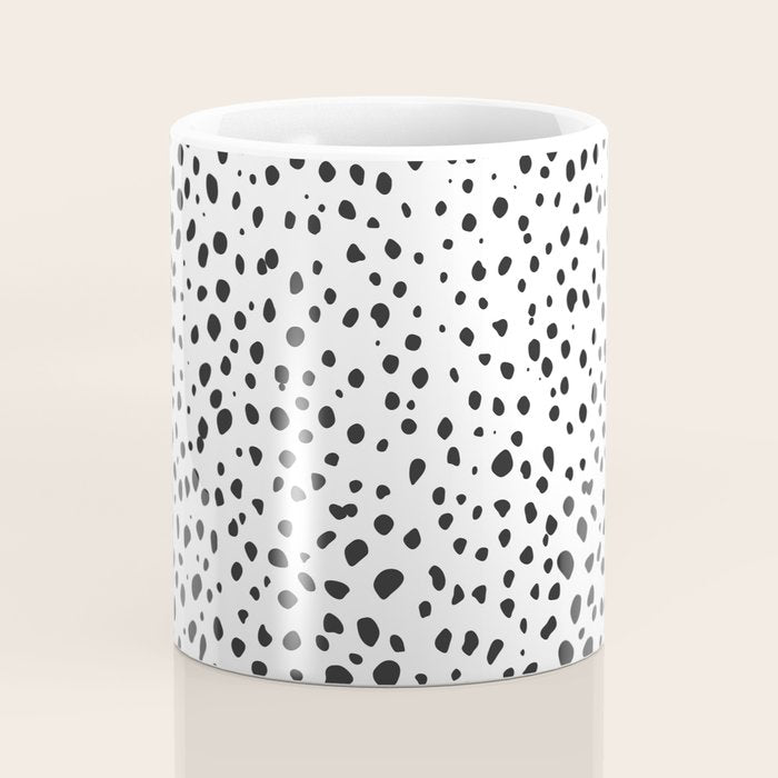 Dalmatian Spots - Black and White Polka Dots Coffee Mug Gallery Image 4