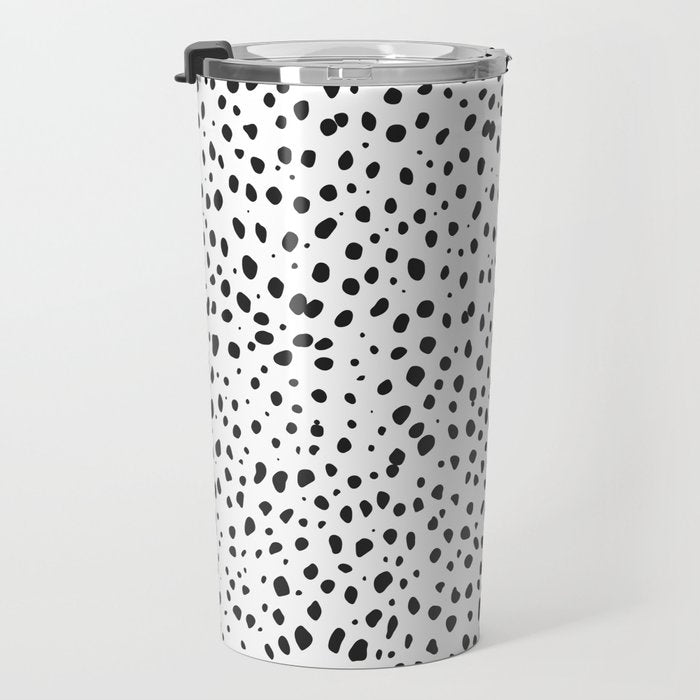Dalmatian Spots - Black and White Polka Dots Travel Mug Gallery Image 3