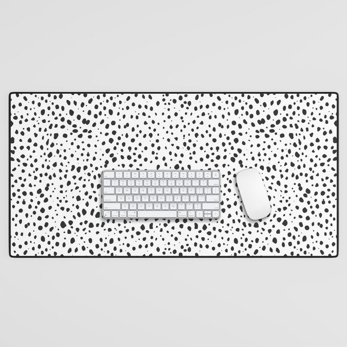 Dalmatian Spots - Black and White Polka Dots Desk Mat Gallery Image 1
