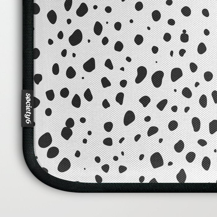 Dalmatian Spots - Black and White Polka Dots Laptop Sleeve Gallery Image 3