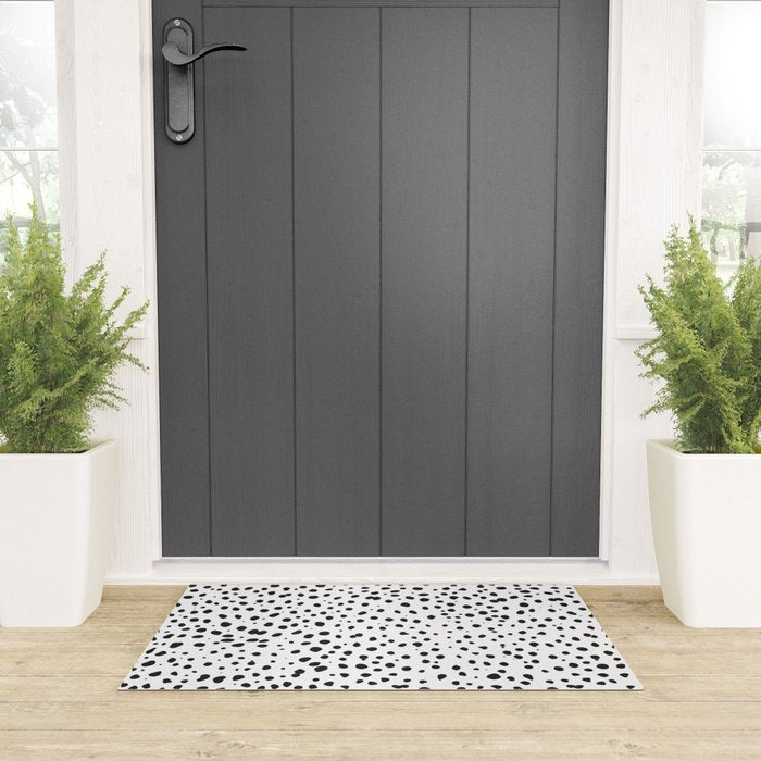 Dalmatian Spots - Black and White Polka Dots Welcome Mat Gallery Image 3