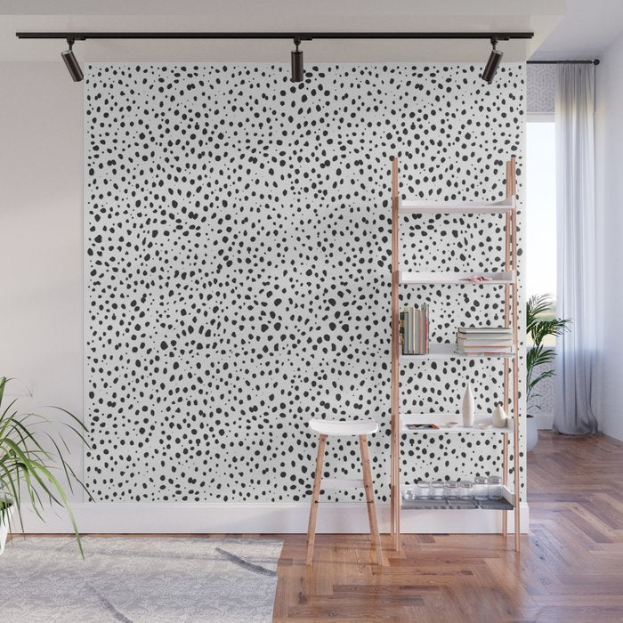 Dalmatian Spots - Black and White Polka Dots Wall Mural Gallery Image 1