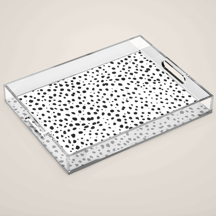 Dalmatian Spots - Black and White Polka Dots Acrylic Tray Gallery Image 1