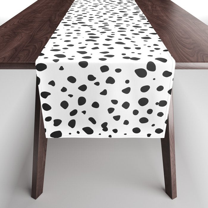 Dalmatian Spots - Black and White Polka Dots Table Runner Gallery Image 1