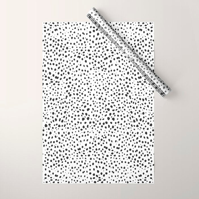 Dalmatian Spots - Black and White Polka Dots Wrapping Paper Gallery Image 1